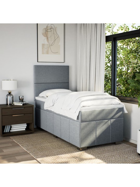 Box spring postel s matrací světle šedý 100 x 200 cm textil