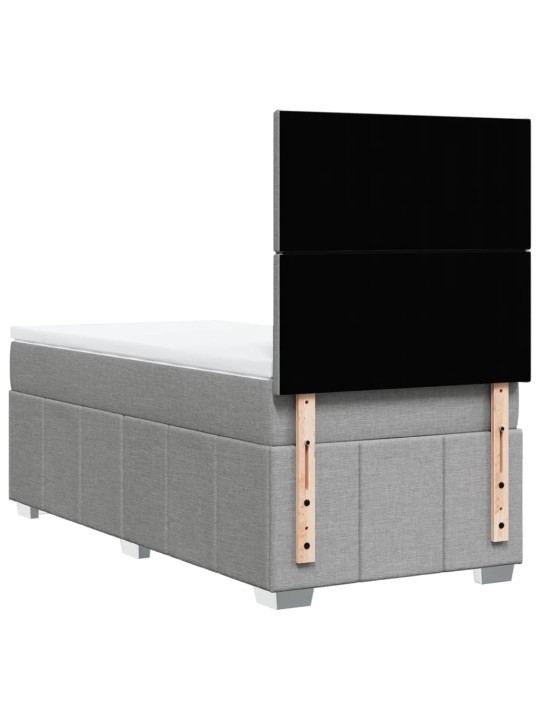 Box spring postel s matrací světle šedý 100 x 200 cm textil
