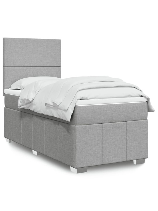 Box spring postel s matrací světle šedý 100 x 200 cm textil