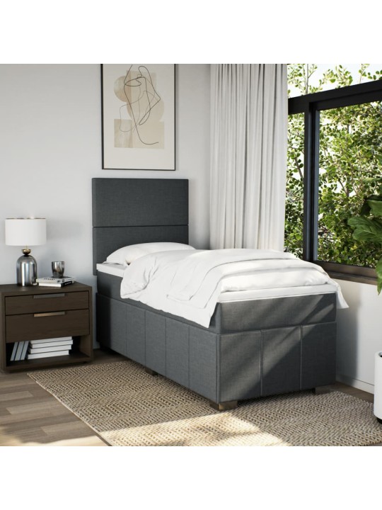Box spring postel s matrací tmavě šedá 100 x 200 cm textil