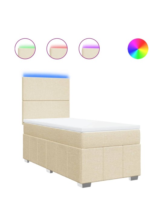 Box spring postel s matrací krémová 100 x 200 cm textil