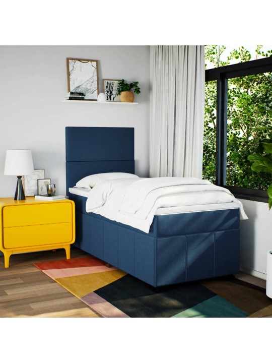 Box spring postel s matrací modrá 100 x 200 cm textil