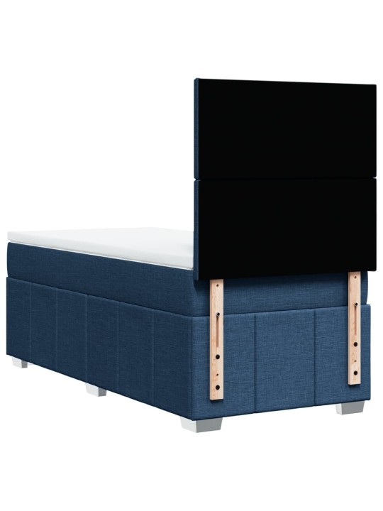Box spring postel s matrací modrá 100 x 200 cm textil