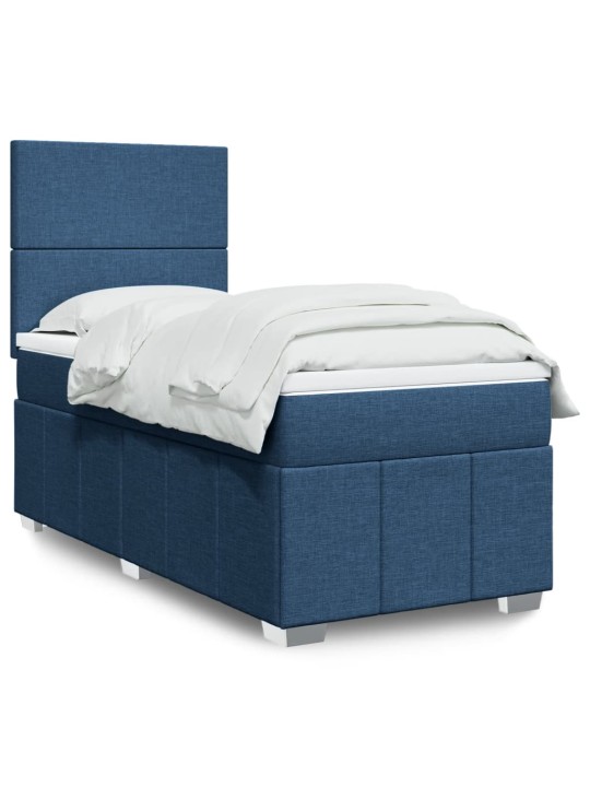 Box spring postel s matrací modrá 100 x 200 cm textil
