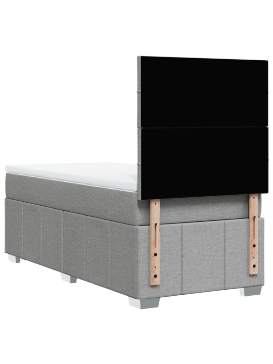 Box spring postel s matrací světle šedý 100 x 200 cm textil