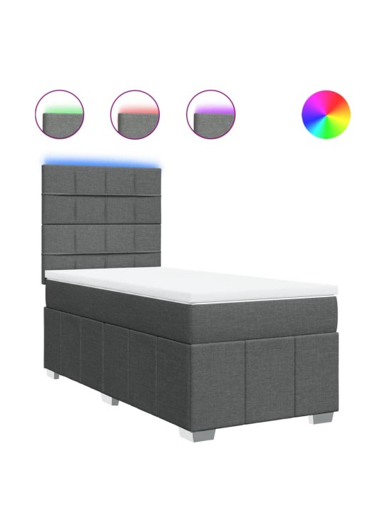 Box spring postel s matrací tmavě šedá 100 x 200 cm textil