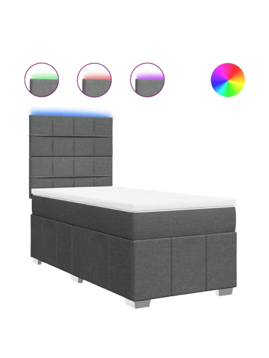 Box spring postel s matrací tmavě šedá 100 x 200 cm textil