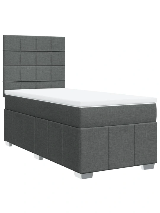 Box spring postel s matrací tmavě šedá 100 x 200 cm textil