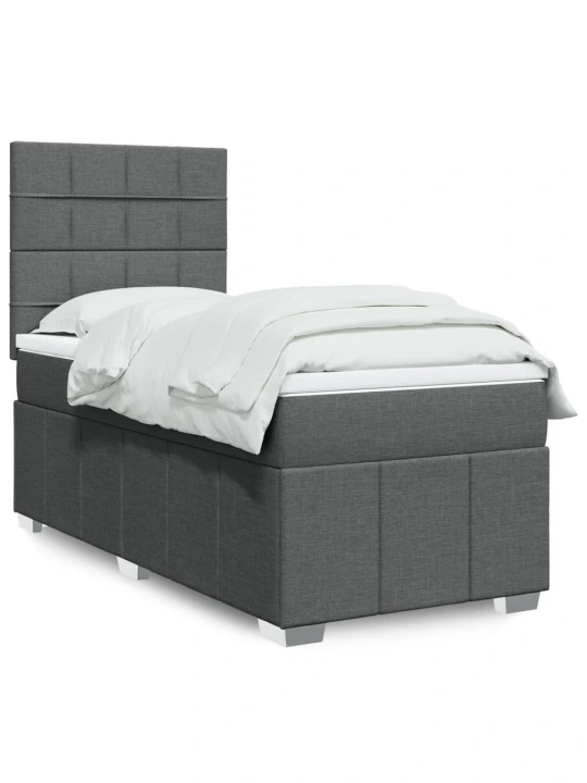Box spring postel s matrací tmavě šedá 100 x 200 cm textil