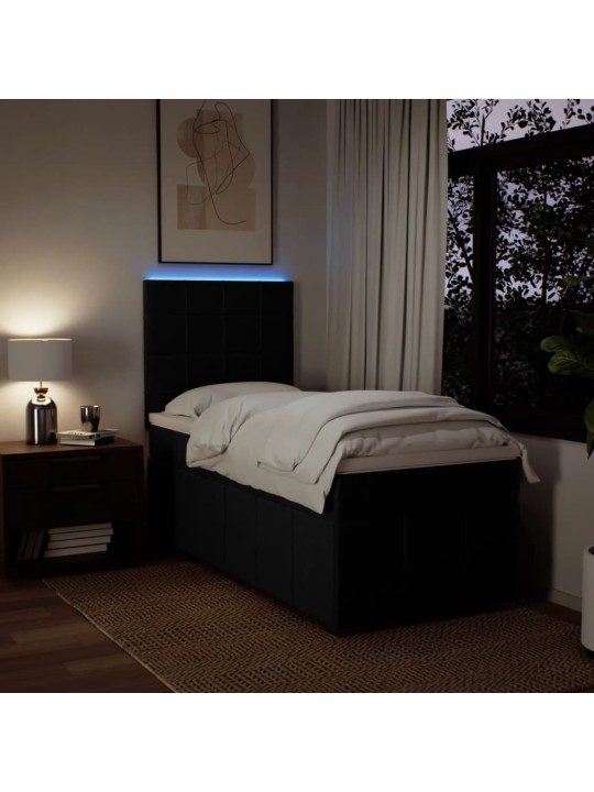 Box spring postel s matrací černá 100 x 200 cm textil