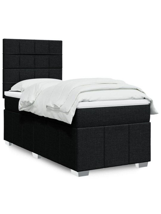 Box spring postel s matrací černá 100 x 200 cm textil