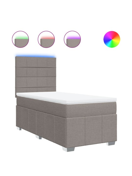 Box spring postel s matrací taupe 100 x 200 cm textil