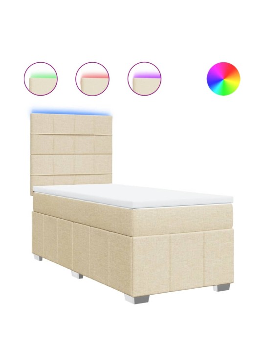 Box spring postel s matrací krémová 100 x 200 cm textil