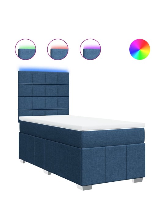 Box spring postel s matrací modrá 100 x 200 cm textil