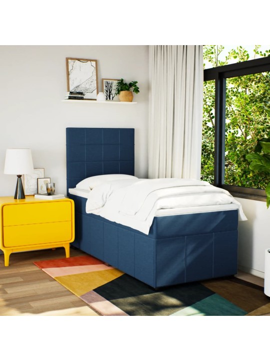 Box spring postel s matrací modrá 100 x 200 cm textil