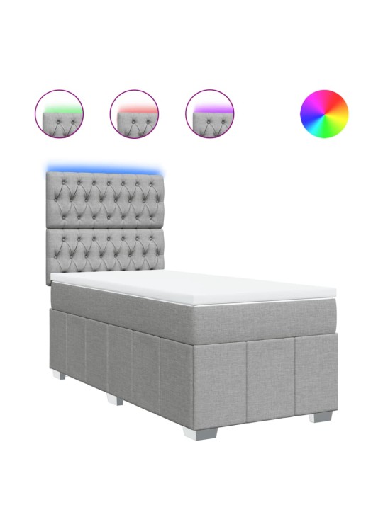 Box spring postel s matrací světle šedý 100 x 200 cm textil