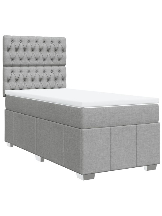 Box spring postel s matrací světle šedý 100 x 200 cm textil