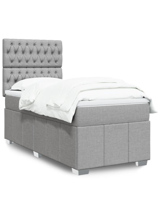 Box spring postel s matrací světle šedý 100 x 200 cm textil