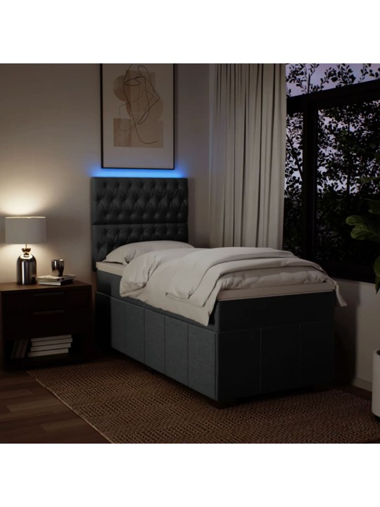 Box spring postel s matrací tmavě šedá 100 x 200 cm textil