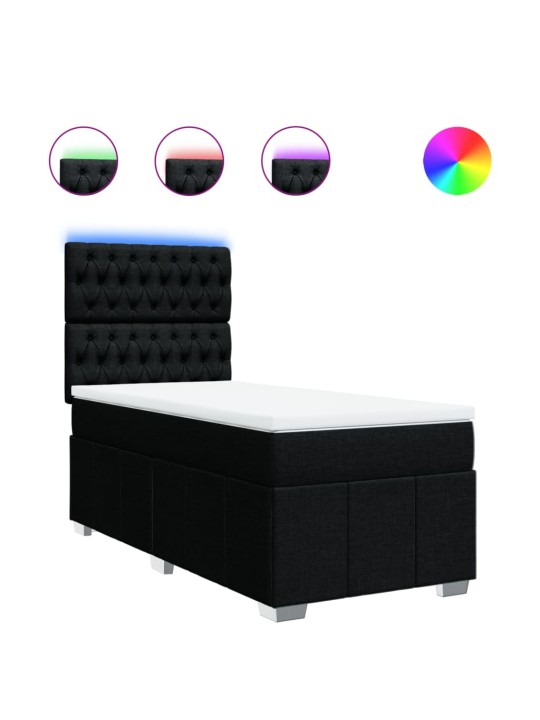Box spring postel s matrací černá 100 x 200 cm textil