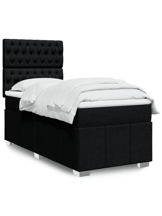 Box spring postel s matrací černá 100 x 200 cm textil
