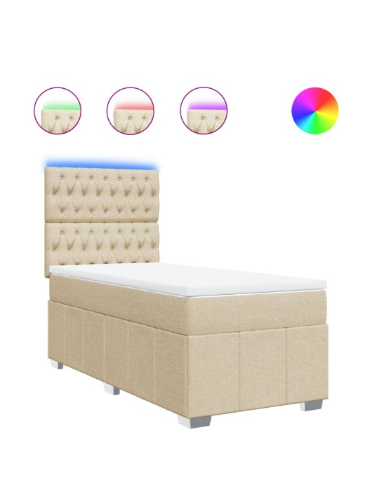Box spring postel s matrací krémová 100 x 200 cm textil