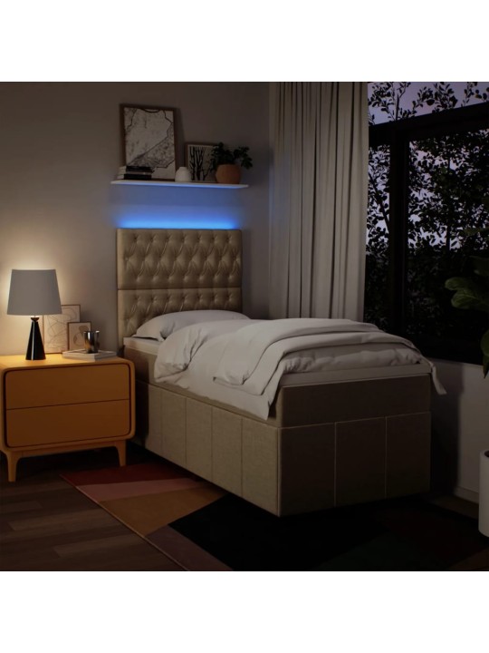 Box spring postel s matrací krémová 100 x 200 cm textil
