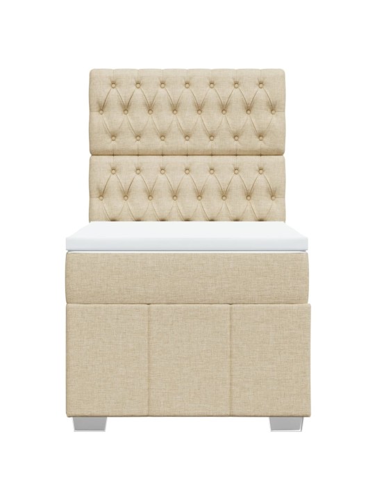 Box spring postel s matrací krémová 100 x 200 cm textil