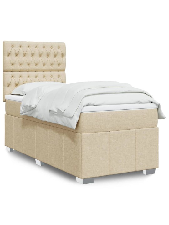 Box spring postel s matrací krémová 100 x 200 cm textil