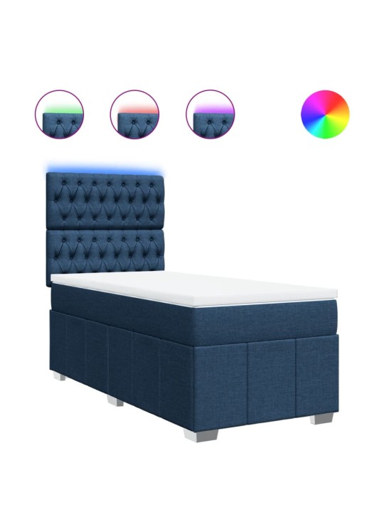 Box spring postel s matrací modrá 100 x 200 cm textil