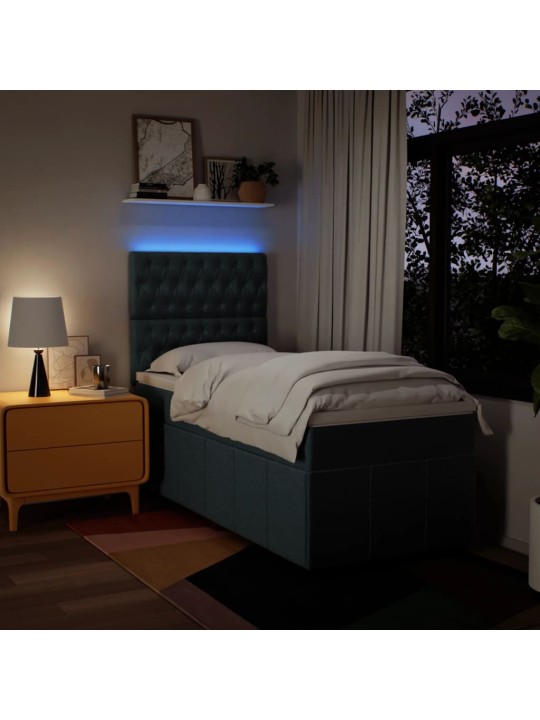 Box spring postel s matrací modrá 100 x 200 cm textil