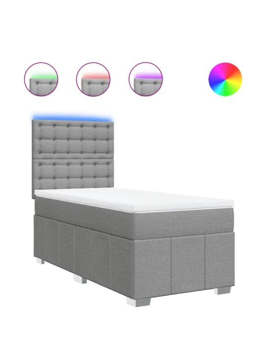 Box spring postel s matrací světle šedý 100 x 200 cm textil