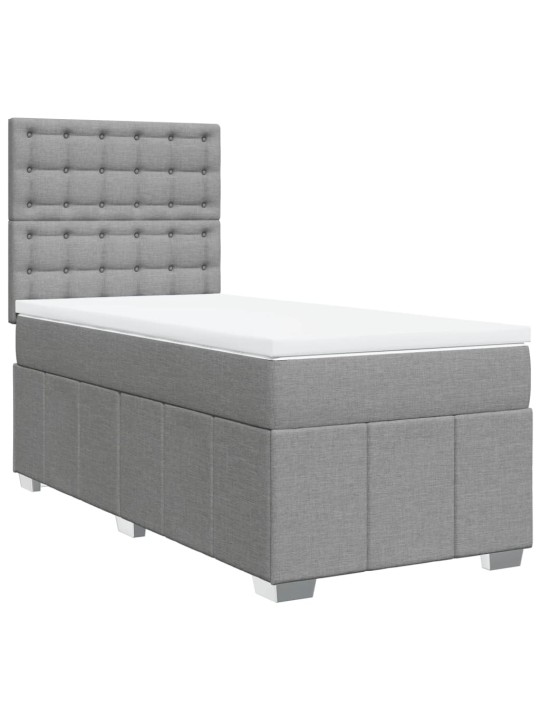 Box spring postel s matrací světle šedý 100 x 200 cm textil