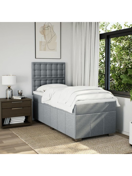 Box spring postel s matrací světle šedý 100 x 200 cm textil
