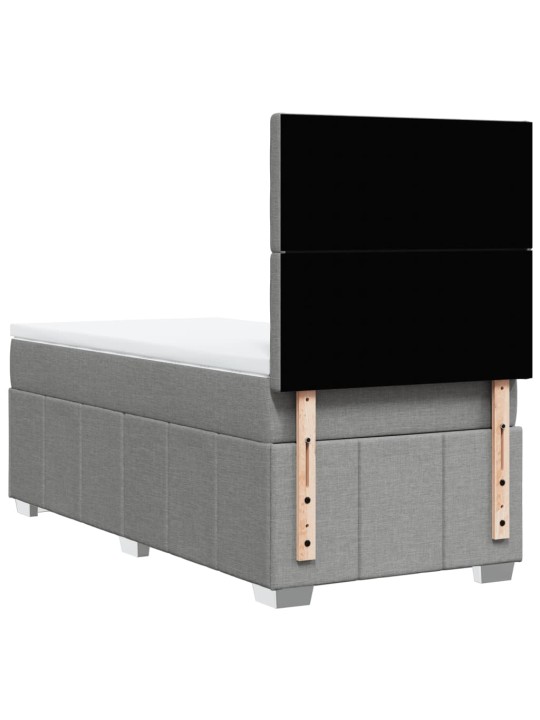 Box spring postel s matrací světle šedý 100 x 200 cm textil