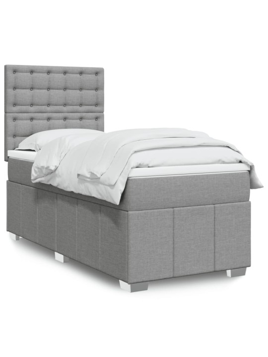Box spring postel s matrací světle šedý 100 x 200 cm textil