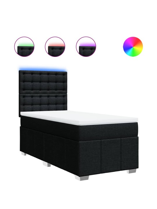 Box spring postel s matrací černá 100 x 200 cm textil