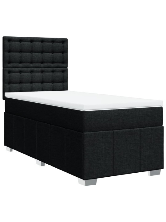 Box spring postel s matrací černá 100 x 200 cm textil