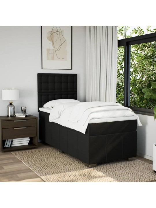 Box spring postel s matrací černá 100 x 200 cm textil