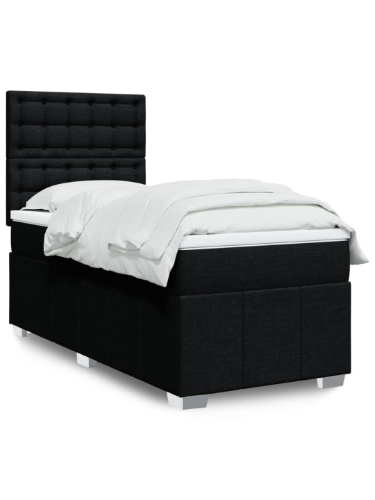 Box spring postel s matrací černá 100 x 200 cm textil