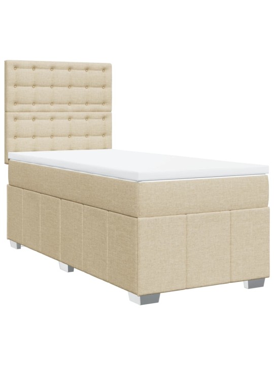 Box spring postel s matrací krémová 100 x 200 cm textil