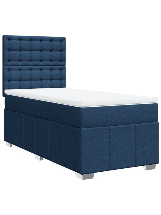 Box spring postel s matrací modrá 100 x 200 cm textil