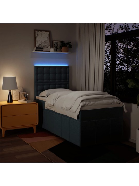 Box spring postel s matrací modrá 100 x 200 cm textil