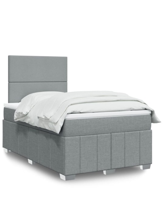 Box spring postel s matrací světle šedá 120x190 cm textil