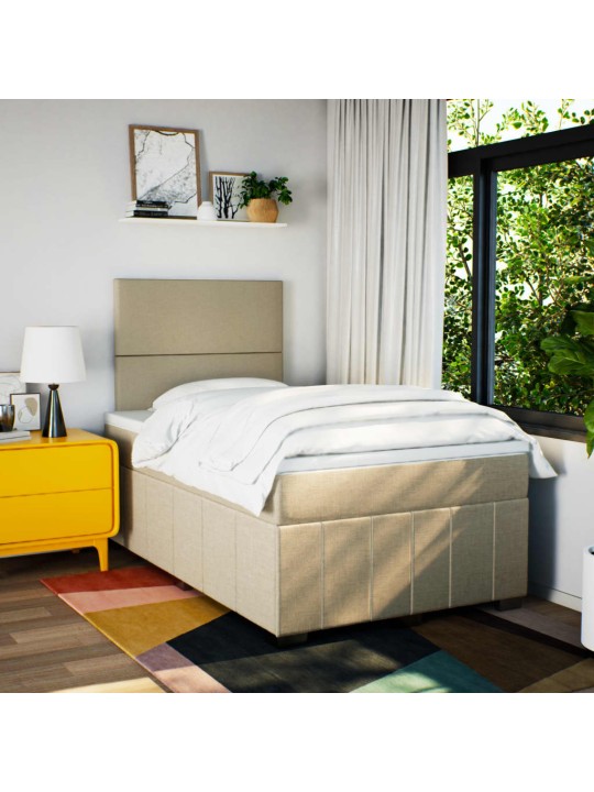 Box spring postel s matrací krémová 120x190 cm textil