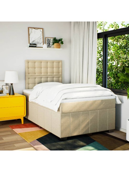 Box spring postel s matrací krémová 120x190 cm textil