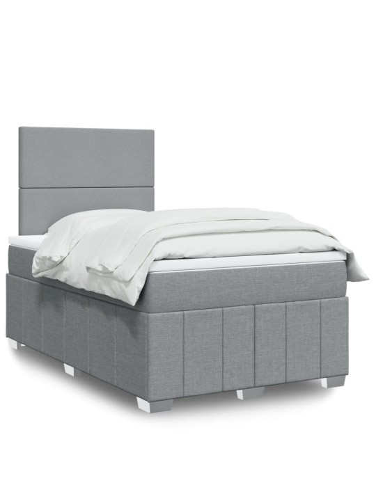 Box spring postel s matrací světle šedá 120 x 200 cm textil