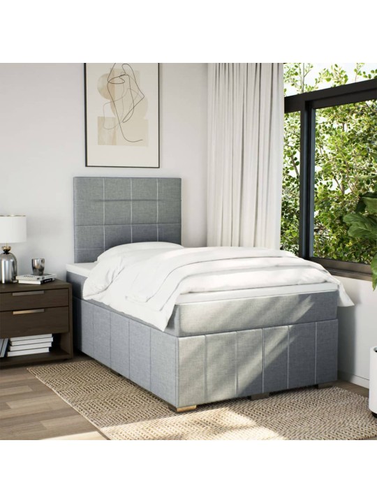 Box spring postel s matrací světle šedá 120 x 200 cm textil