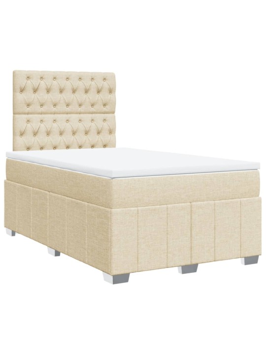 Box spring postel s matrací krémová 120x200 cm textil