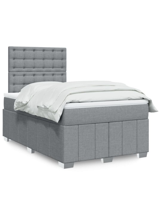 Box spring postel s matrací světle šedá 120 x 200 cm textil